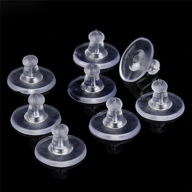 100 Big silicone ear plugs, clear ear nut, 11x6mm
