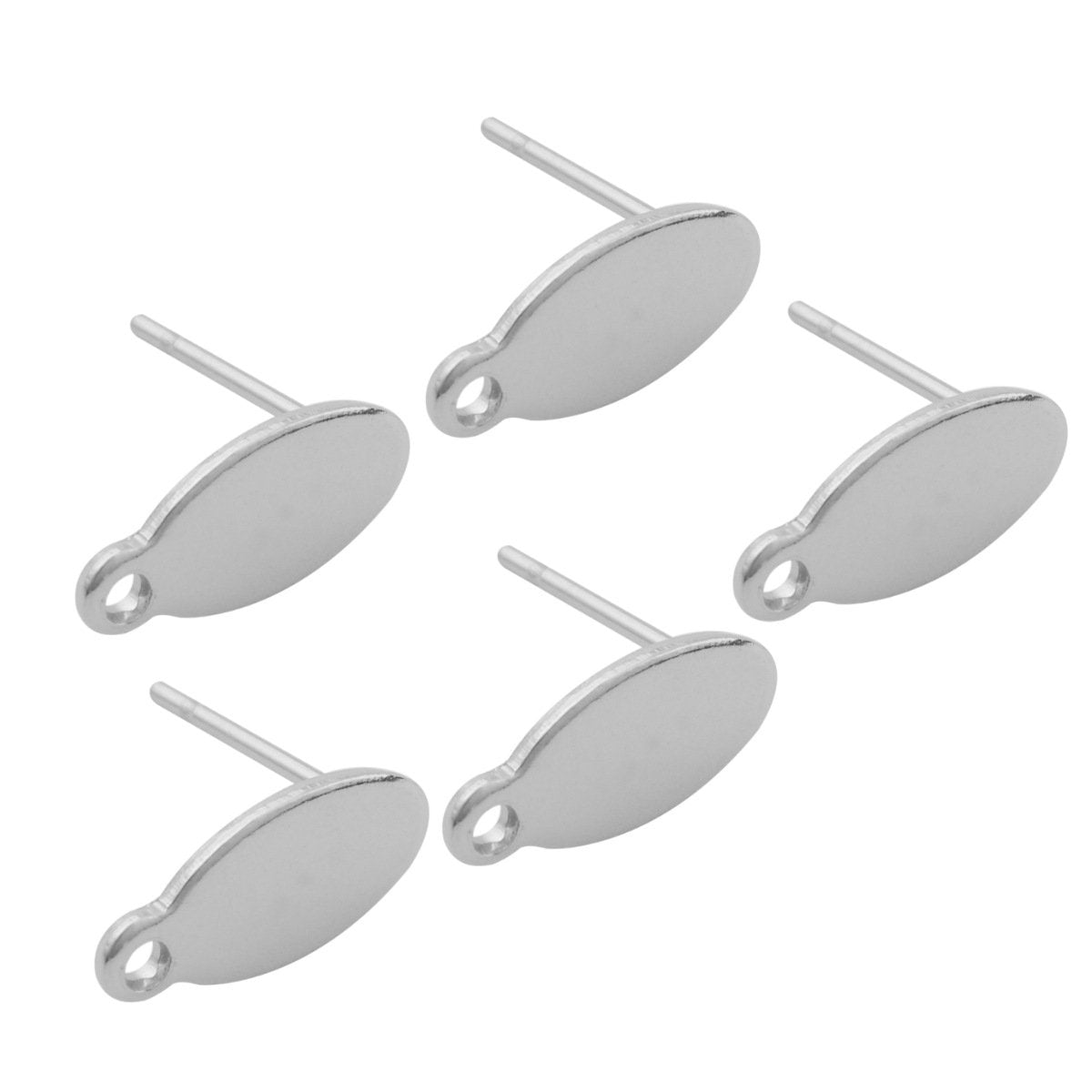10 Stainless steel oval earring posts with hole