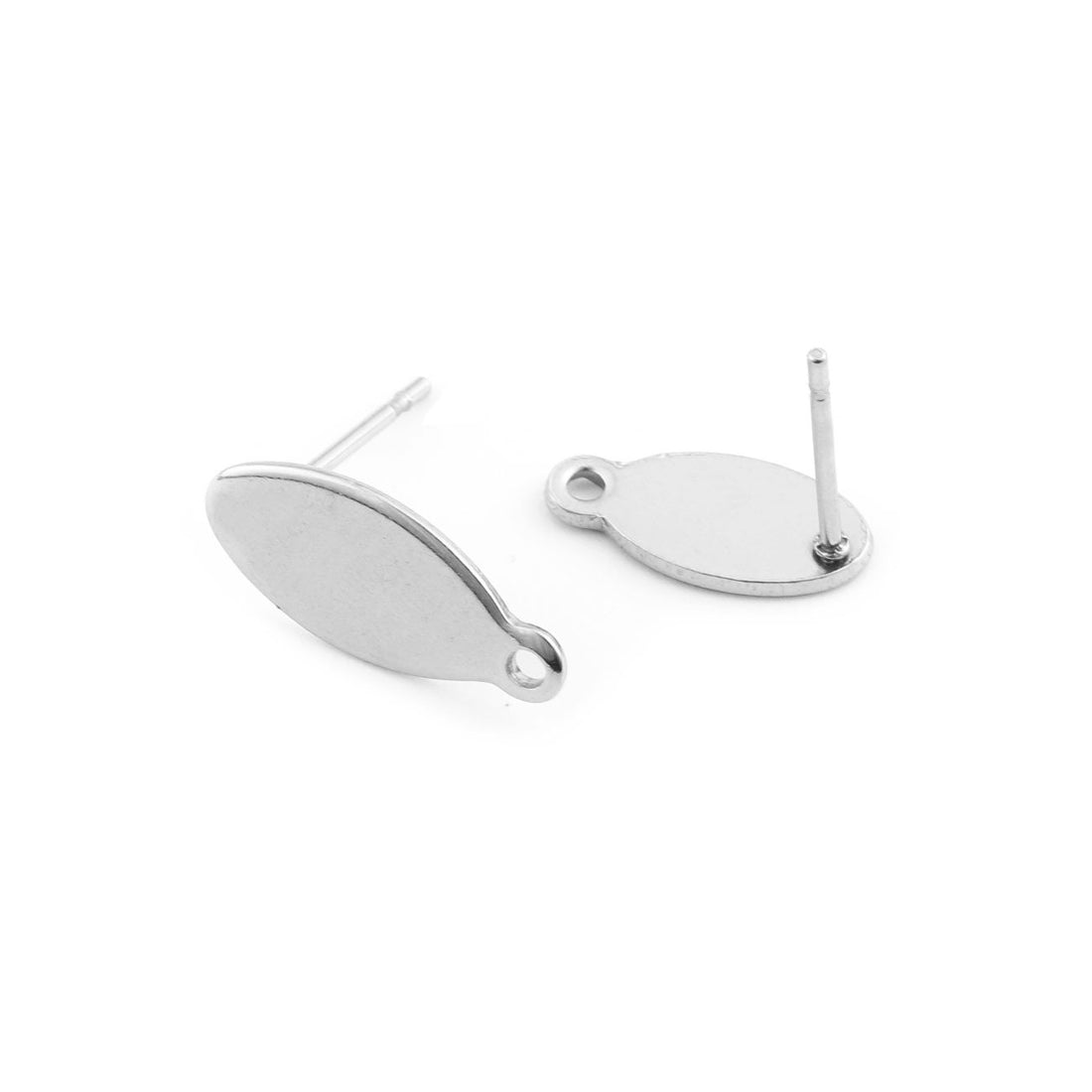 10 Stainless steel oval earring posts with hole