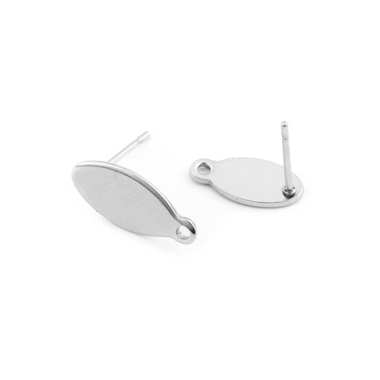 10 Stainless steel oval earring posts with hole