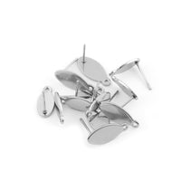 10 Stainless steel oval earring posts with hole