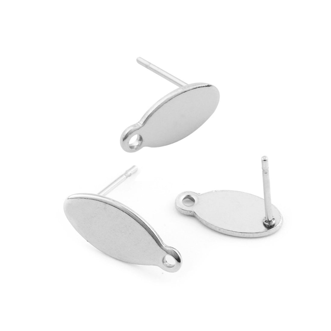 10 Stainless steel oval earring posts with hole