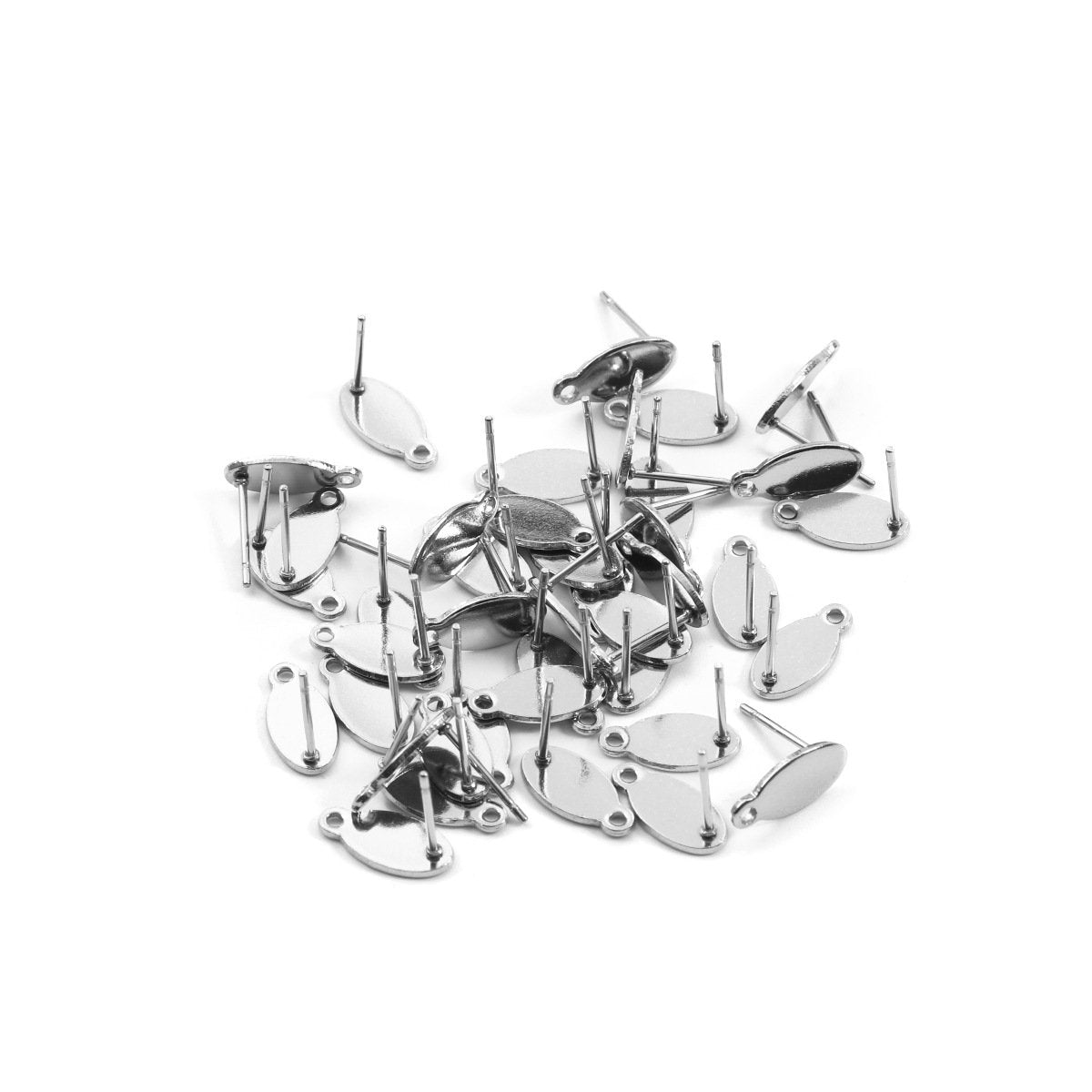 10 Stainless steel oval earring posts with hole