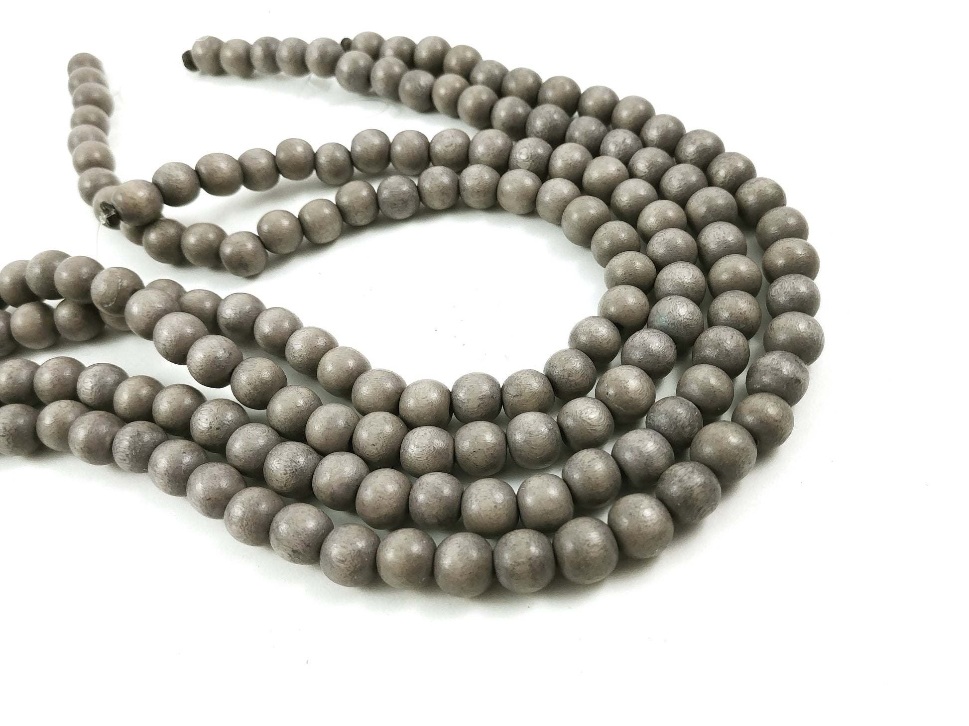 6mm, 8mm or 10mm Wood round beads - Dove grey