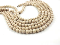 Whitewood 4, 6 or 8mm wood round beads 16 inch strand