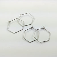 Stainless steel hexagon hoops 10pcs (5 pairs) - 2 size available