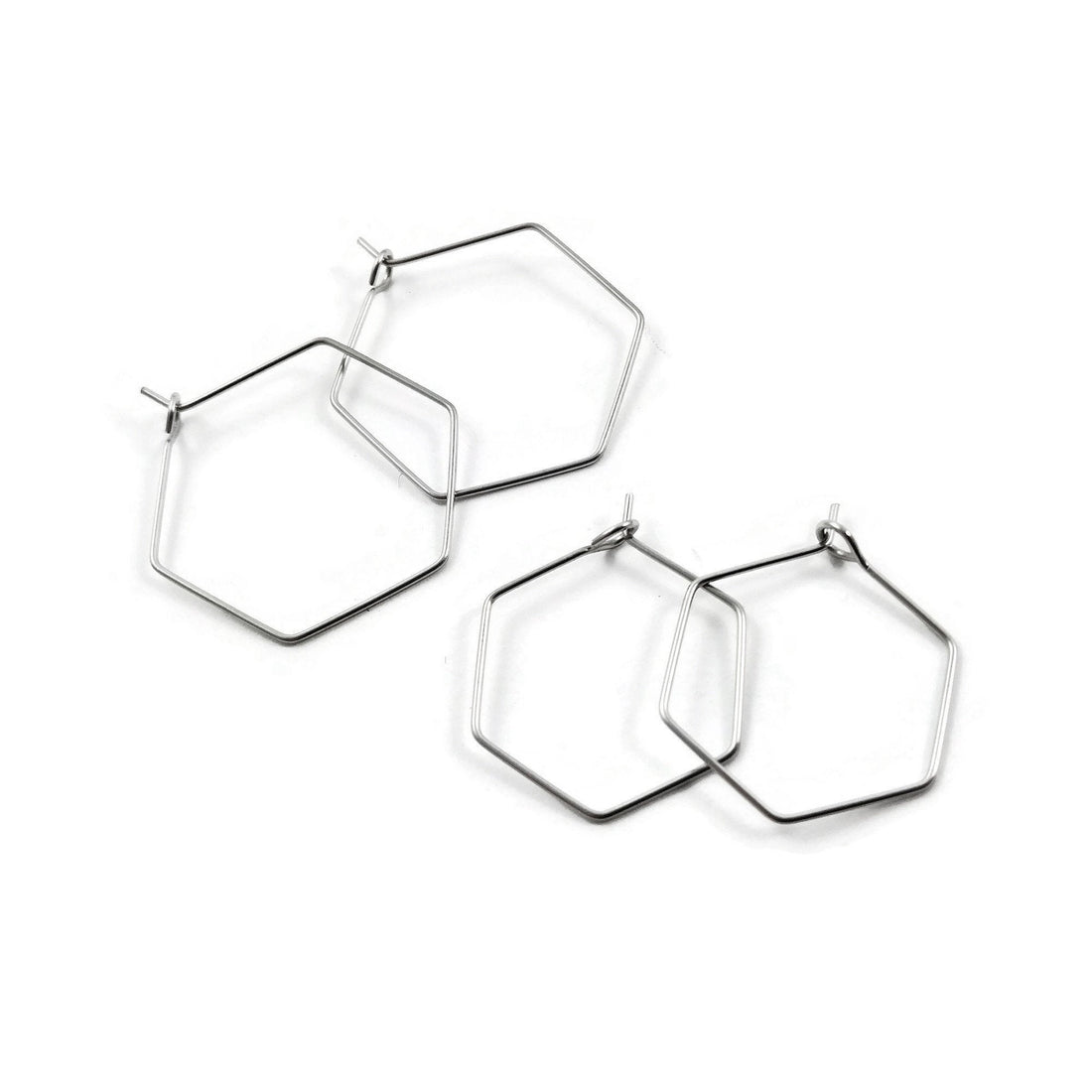 Stainless steel hexagon hoops 10pcs (5 pairs) - 2 size available