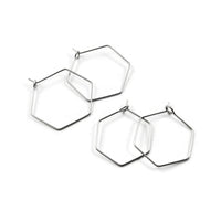 Stainless steel hexagon hoops 10pcs (5 pairs) - 2 size available