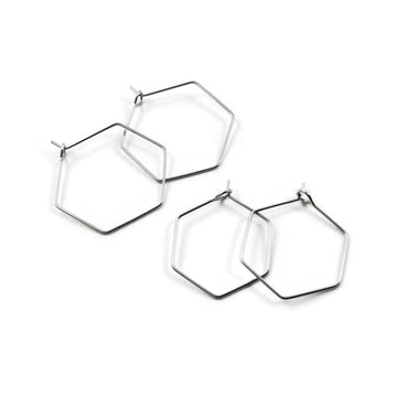 Stainless steel hexagon hoops 10pcs (5 pairs) - 2 size available