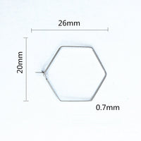 Stainless steel hexagon hoops 10pcs (5 pairs) - 2 size available