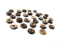 100 perles de bois de coco en rondelle de 9mm