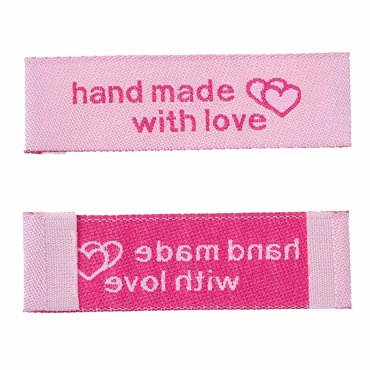 10 Pink woven printed sewing labels - different styles for choice