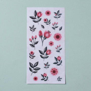Flowers sticker set - 1 sheet of peony pattern stickers
