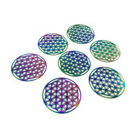 Rainbow Flower of Life stainless steel filigree metal embellishment