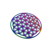 Rainbow Flower of Life stainless steel filigree metal embellishment