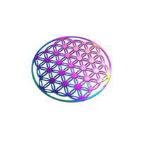 Rainbow Flower of Life stainless steel filigree metal embellishment