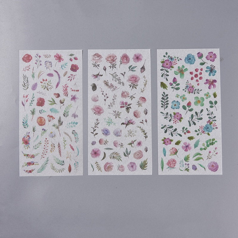 Flowers garden sticker set - 3 sheets of watercolor stickers