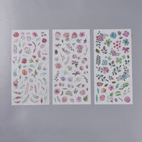 Flowers garden sticker set - 3 sheets of watercolor stickers