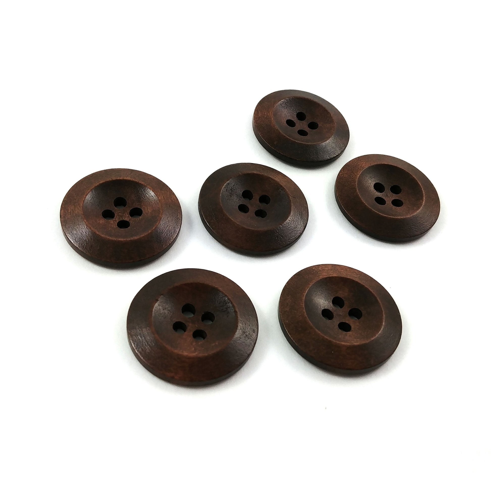 Wooden Sewing Buttons 28mm - set of 6 natural wood button - 6 colors available