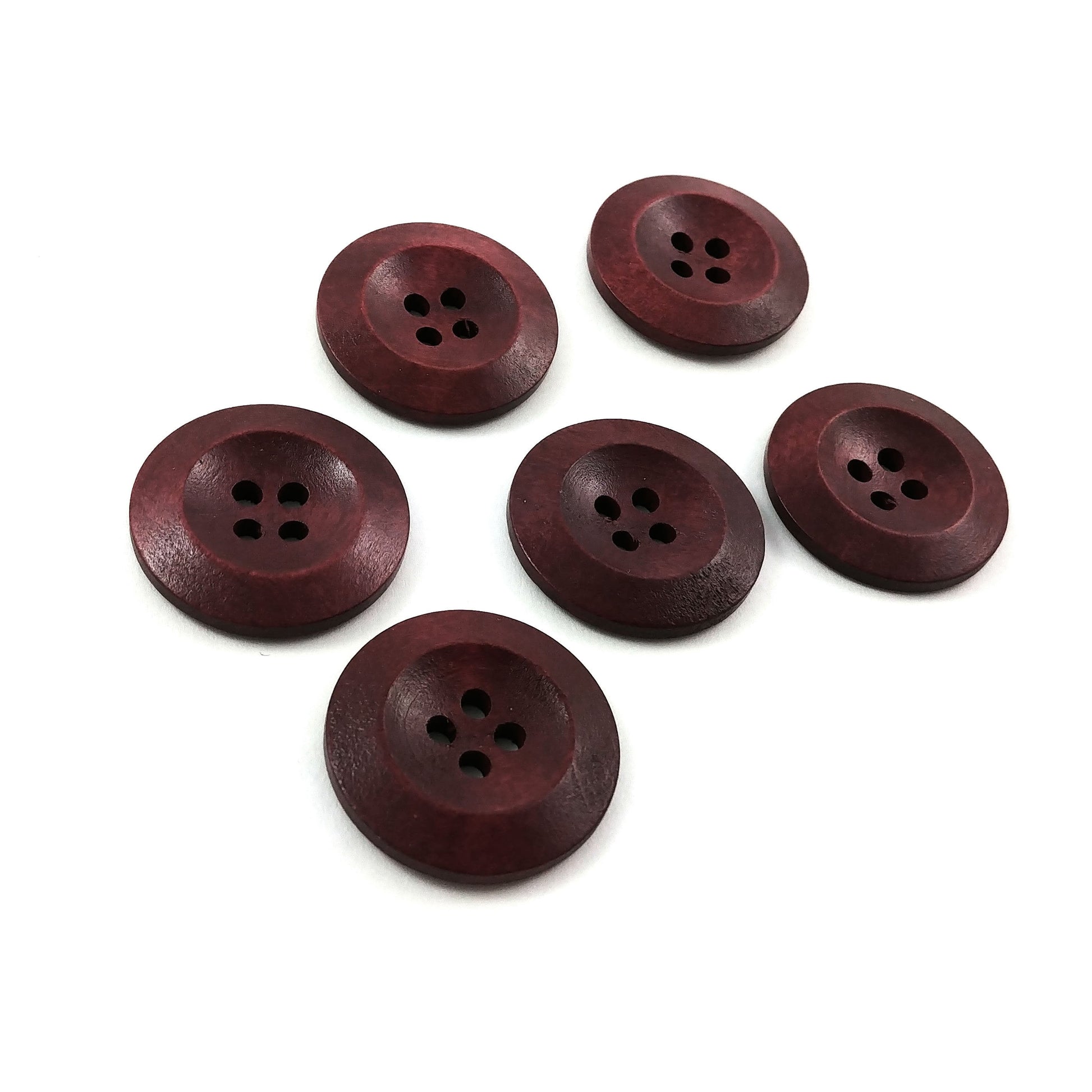 Wooden Sewing Buttons 28mm - set of 6 natural wood button - 6 colors available