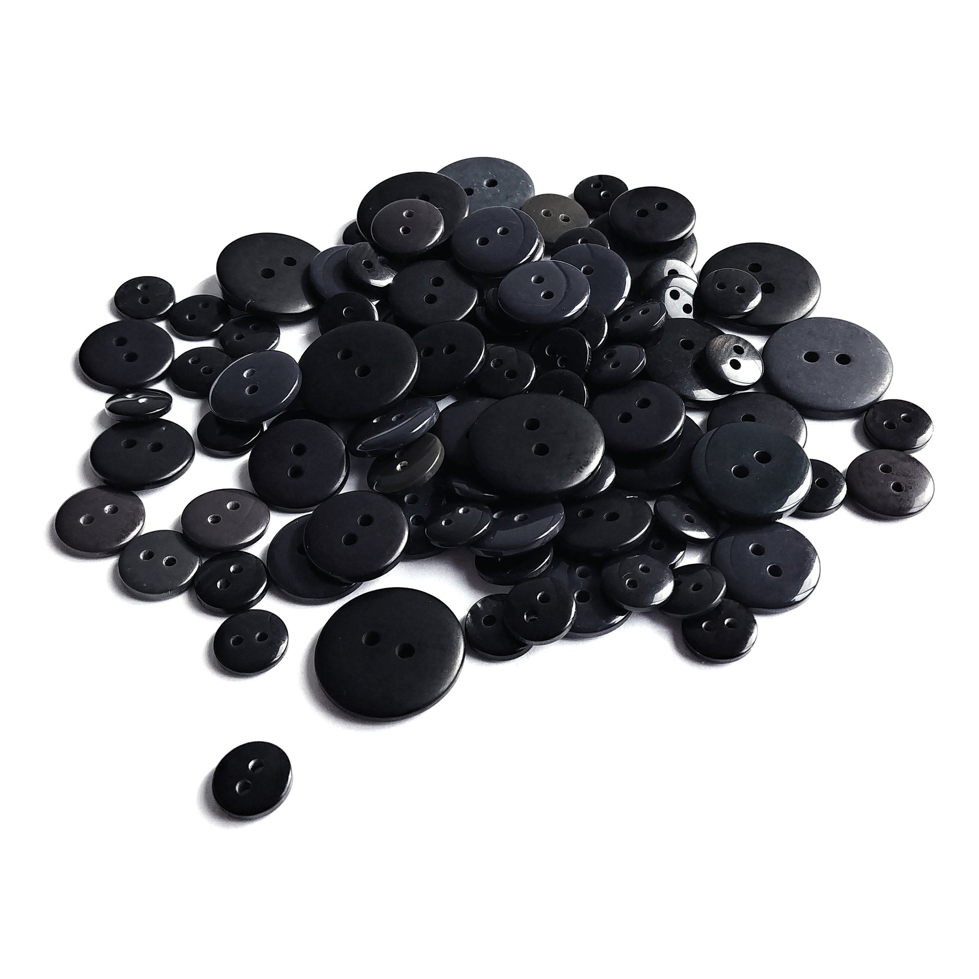 Midnight mixed size round button -  100 resin buttons 10-20mm