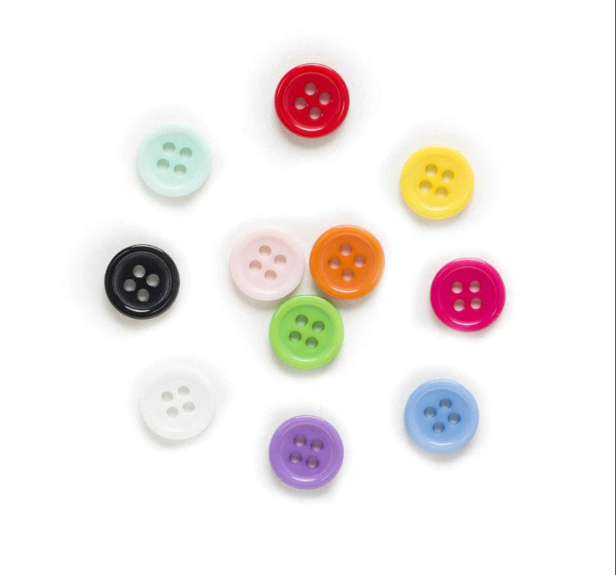 100 Mixed bright colors buttons - Bulk plastic sewing buttons 9 or 11mm