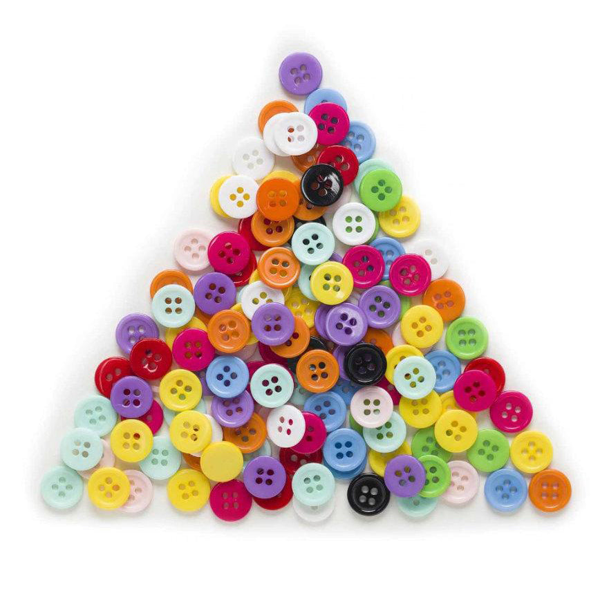 Boutons colorés - ensemble mix de 100 - lot de boutons en plastique 9 ou 11mm