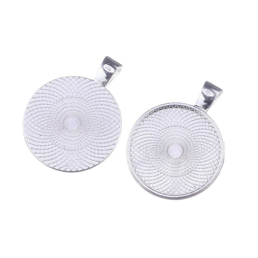 Pendant cabochon settings, flat round 25mm tray - Nickel free, lead free and cadmium free