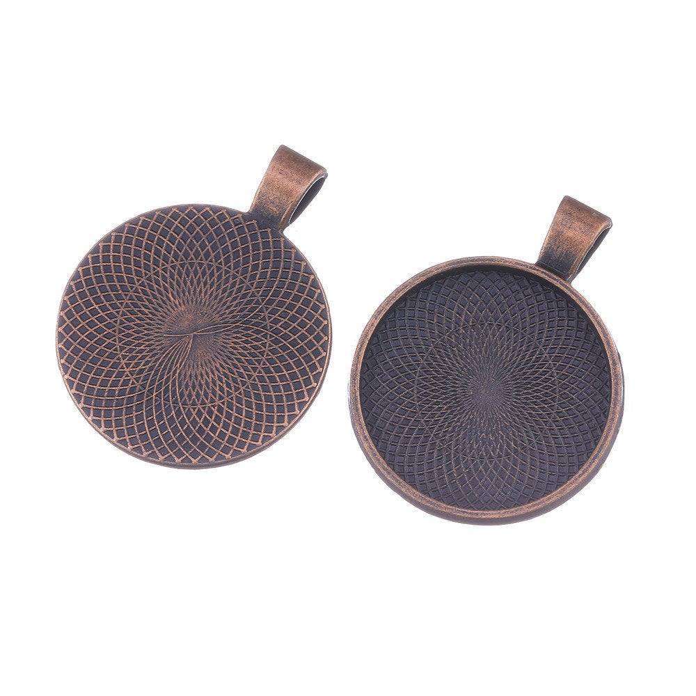 Pendant cabochon settings, flat round 25mm tray - Nickel free, lead free and cadmium free