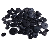 Midnight mixed size round button -  100 resin buttons 10-20mm