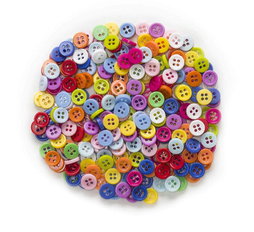 100 Mixed bright colors buttons - Bulk plastic sewing buttons 9 or 11mm