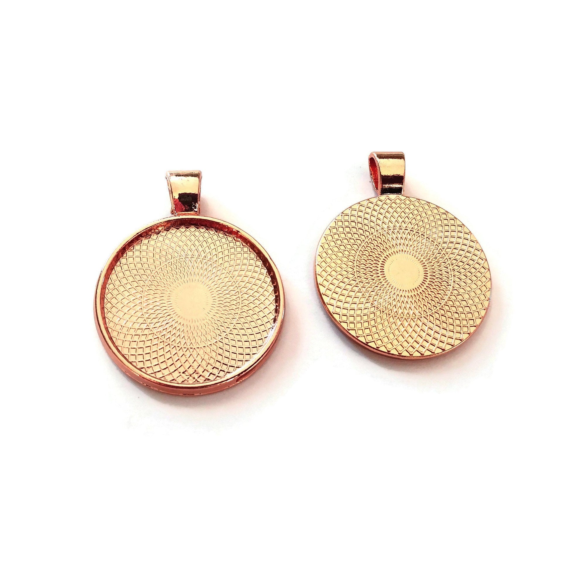 Pendant cabochon settings, flat round 25mm tray - Nickel free, lead free and cadmium free