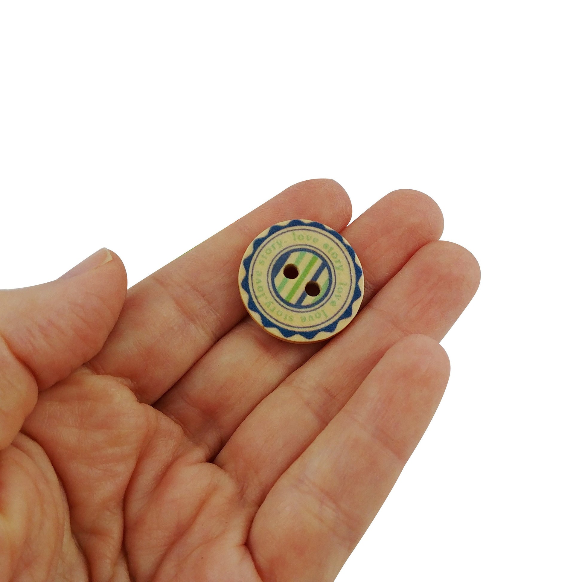 9 Mixed Patterns and Colors Buttons - Wood sewing buttons 25mm