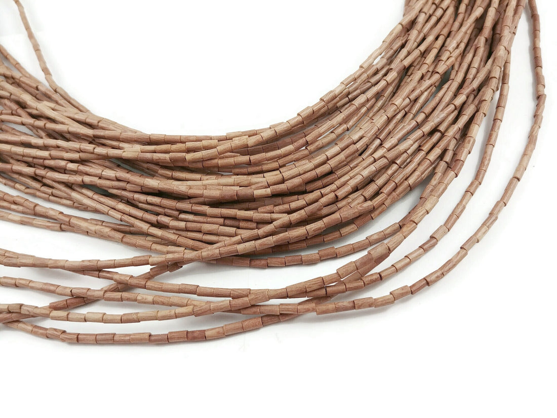 5mm rosewood tube beads, Natural heishe wooden beads, Mini wood spacer beads, Beads for jewelry making