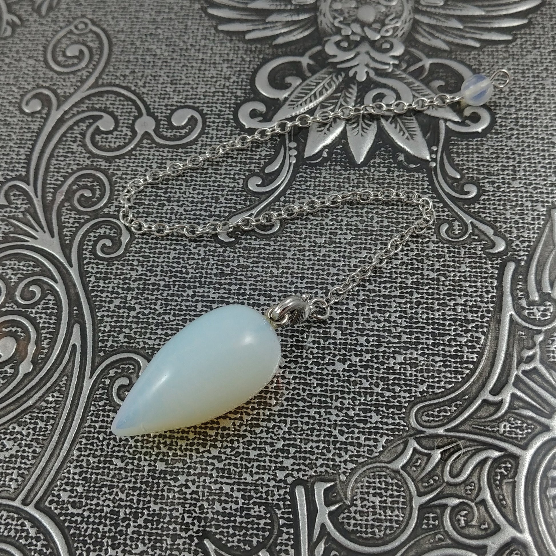Opalite dowsing pendulum, Drop pendant divination pendulum, Reiki healing stone
