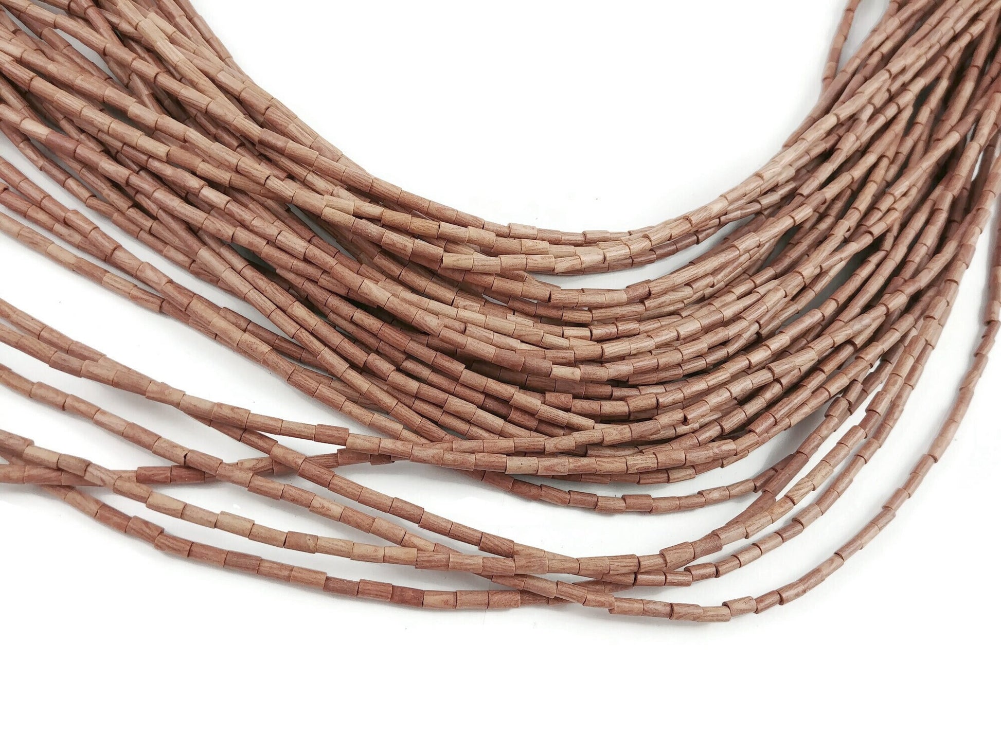 5mm rosewood tube beads, Natural heishe wooden beads, Mini wood spacer beads, Beads for jewelry making