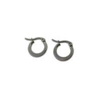 Stainless steel hoop earrings, Hypoallergenic earring findings, Flat ring shape, Silver latch back earwire