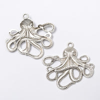 Large octopus pendant, Hypoallergenic DIY necklace pendant, Nautical steampunk pendant, Plated charms: patina - bronze - silver - copper