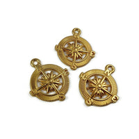 Compass rose charm, Hypoallergenic DIY necklace pendant, Travel nautical pendant, gold bronze silver plated charms