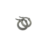Stainless steel hoop earrings, Hypoallergenic earring findings, Flat ring shape, Silver latch back earwire
