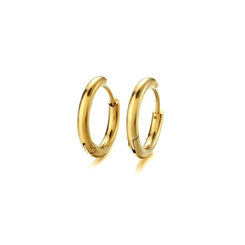 Stainless steel hoop earrings, Hypoallergenic earring findings, Plated huggie earring hoops, 5 colors available