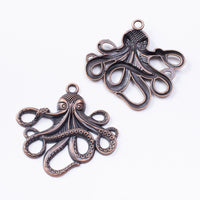Large octopus pendant, Hypoallergenic DIY necklace pendant, Nautical steampunk pendant, Plated charms: patina - bronze - silver - copper