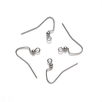 Stainless steel ear wires, Silver french earring hooks, Hypoallergenic earring findings, 20 pcs (10 pairs)