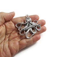 Large octopus pendant, Hypoallergenic DIY necklace pendant, Nautical steampunk pendant, Plated charms: patina - bronze - silver - copper