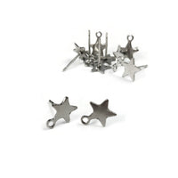 8mm star earstuds with loop, Stainless steel earring studs, Hypoallergenic gold or silver jewelry findings