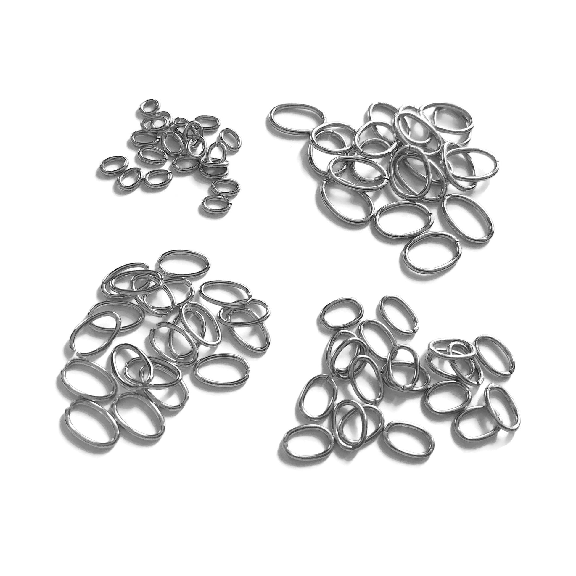 20 Stainless steel oval jump rings, Hypoallergenic silver jump ring, 6, 9, 10 or 13mm, Jewelry findings