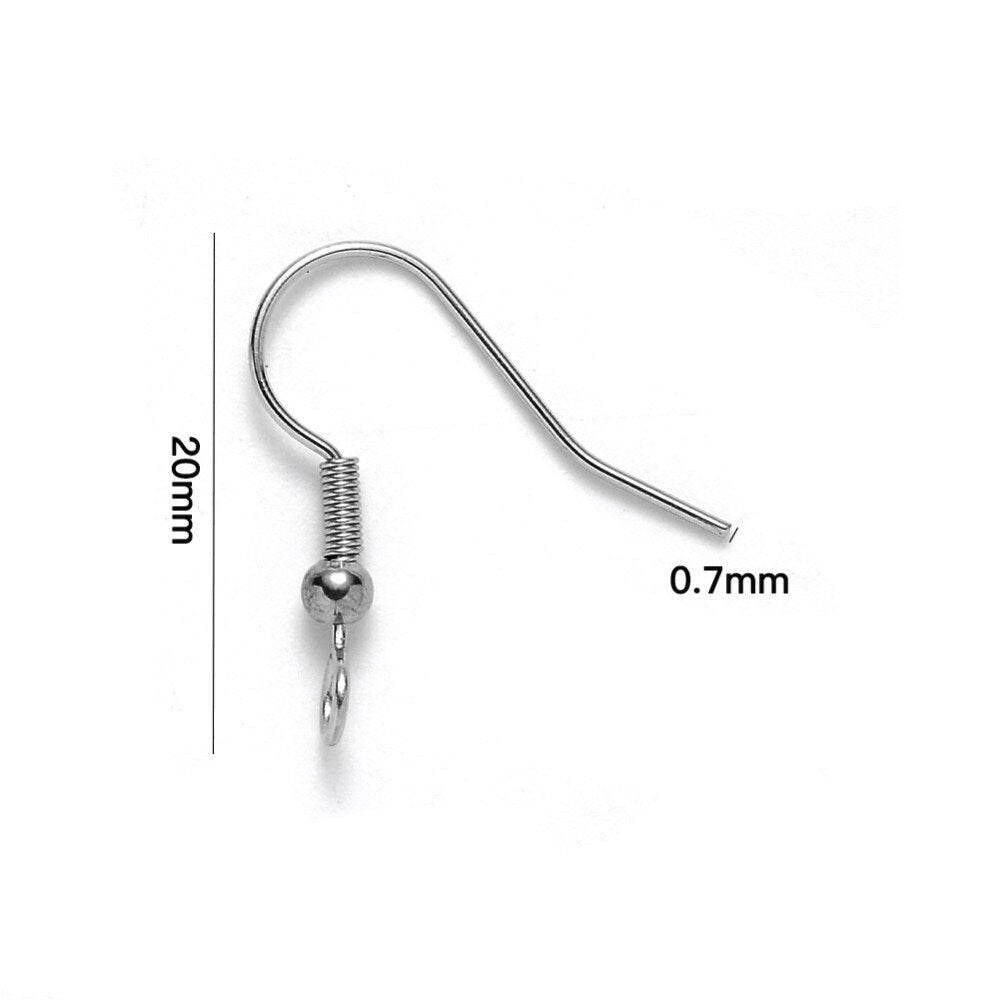 Stainless steel ear wires, Other side loop earring hooks, Hypoallergenic earring findings, 50 pcs (25 pairs)