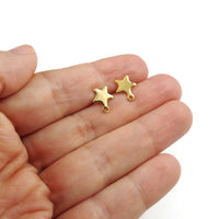 8mm star earstuds with loop, Stainless steel earring studs, Hypoallergenic gold or silver jewelry findings