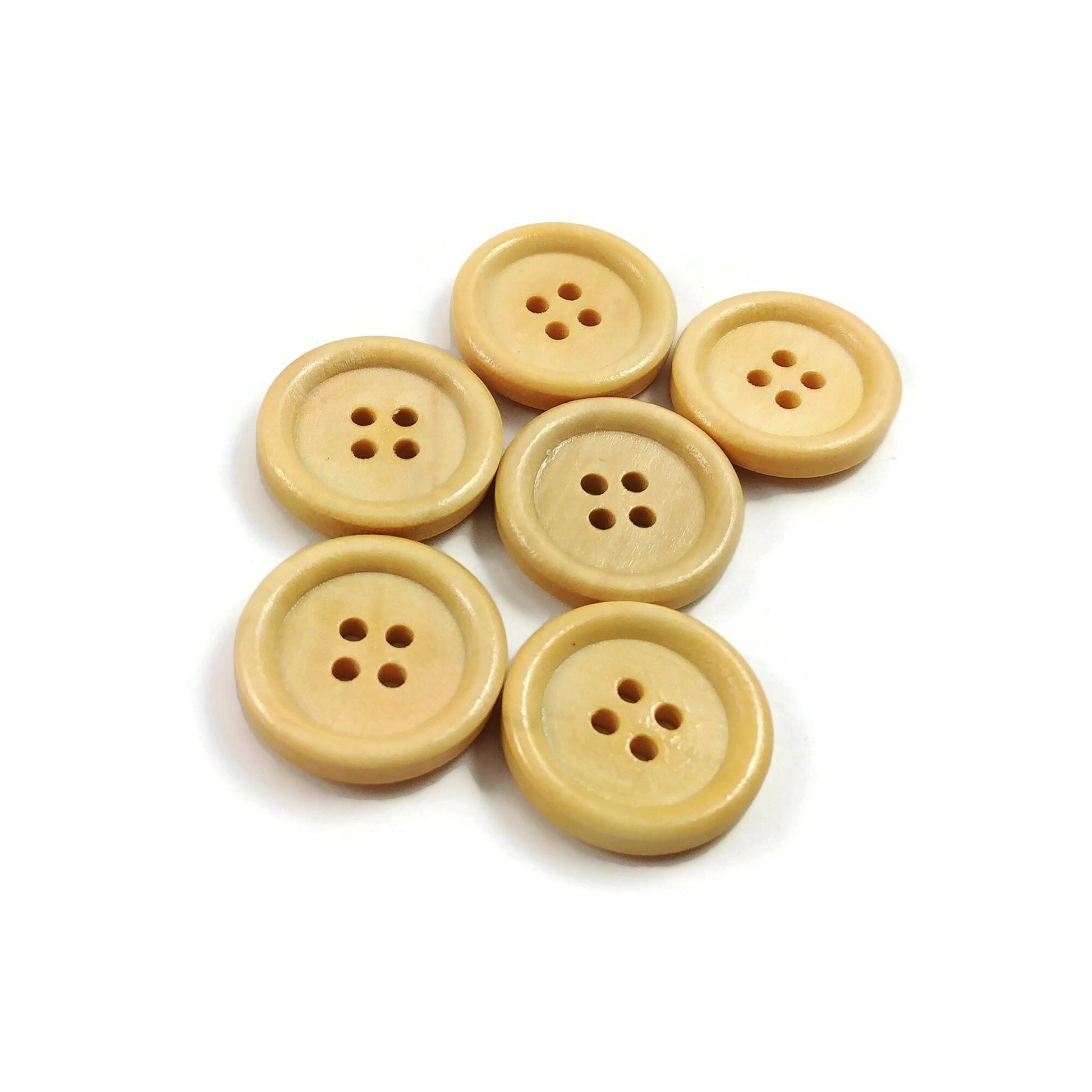 20mm wooden buttons, 6 sewing buttons, Natural wood button, Dark brown, brown or natural
