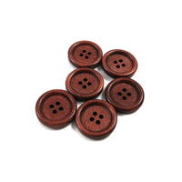 20mm wooden buttons, 6 sewing buttons, Natural wood button, Dark brown, brown or natural